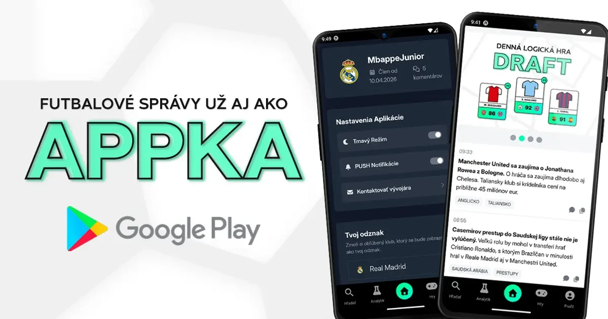 Futbalové správy vždy v tvojom mobile: Stiahni si našu novú aplikáciu